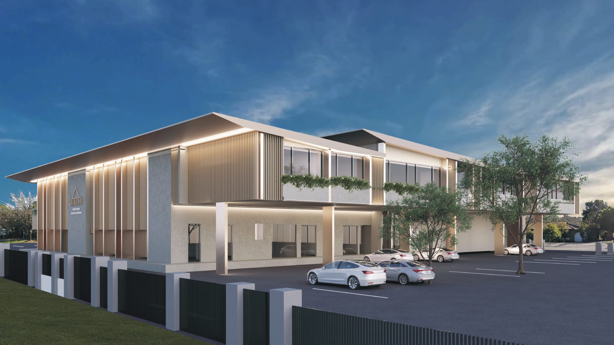 Rear concept render of the proposed UMMA Centre mosque redevelopment