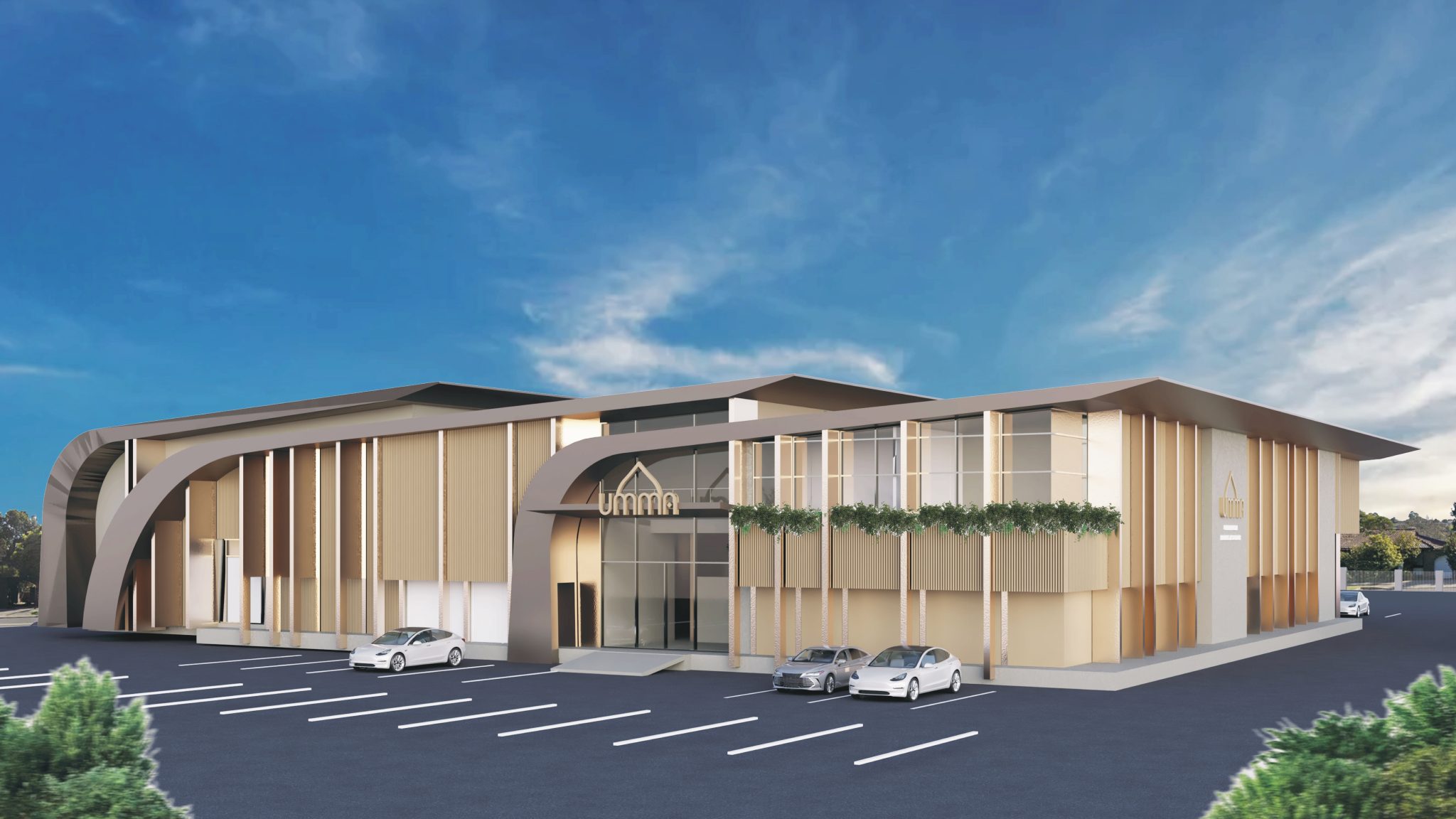 Concept render of the proposed UMMA Centre mosque redevelopment exterior